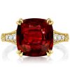 Art Deco Garnet Engagement Ring - Cushion Cut, Milgrain Detail, 18K Gold Plated Silver
