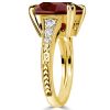 Art Deco Garnet Engagement Ring - Cushion Cut, Milgrain Detail, 18K Gold Plated Silver