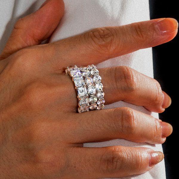 Stacked Eternity Wedding Band in 925 Sterling Silver with High-Carat Stones