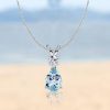 Teardrop Aquamarine Pendant Necklace in Sterling Silver - Dainty & Elegant