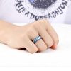Diagonal Titanium Steel Wedding Band for Men - Blue Plated Ring