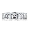 Half Eternity Cushion Cut Wedding Band in Rhodium Plated Sterling Silver