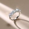 Half Eternity Cushion Cut Wedding Band in Rhodium Plated Sterling Silver
