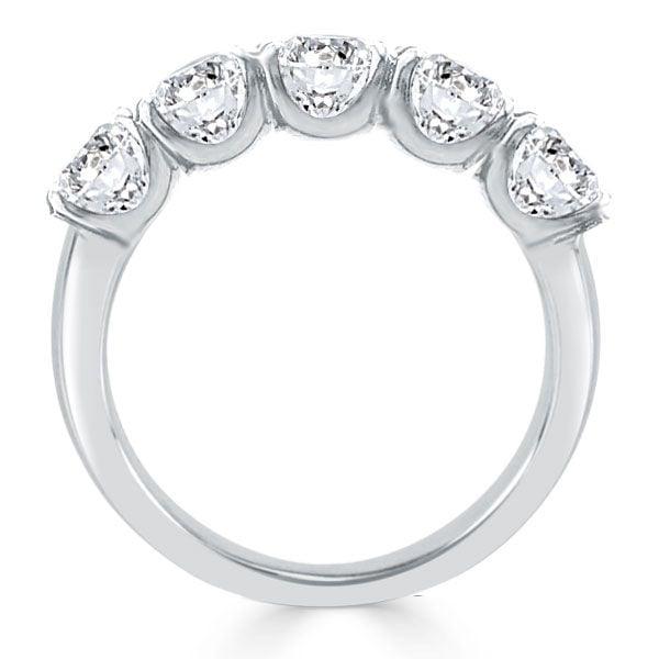 Half Eternity Cushion Cut Wedding Band in Rhodium Plated Sterling Silver