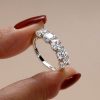 Half Eternity Cushion Cut Wedding Band in Rhodium Plated Sterling Silver