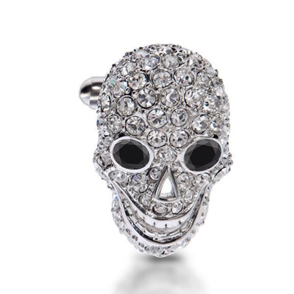 Sterling Silver Skull Cufflinks with White Sapphire Accents