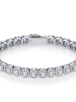Halo Emerald Tennis Bracelet - Sterling Silver - 7.56 CT. TW