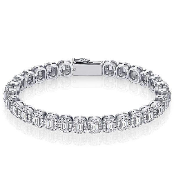 Halo Emerald Tennis Bracelet - Sterling Silver - 7.56 CT. TW