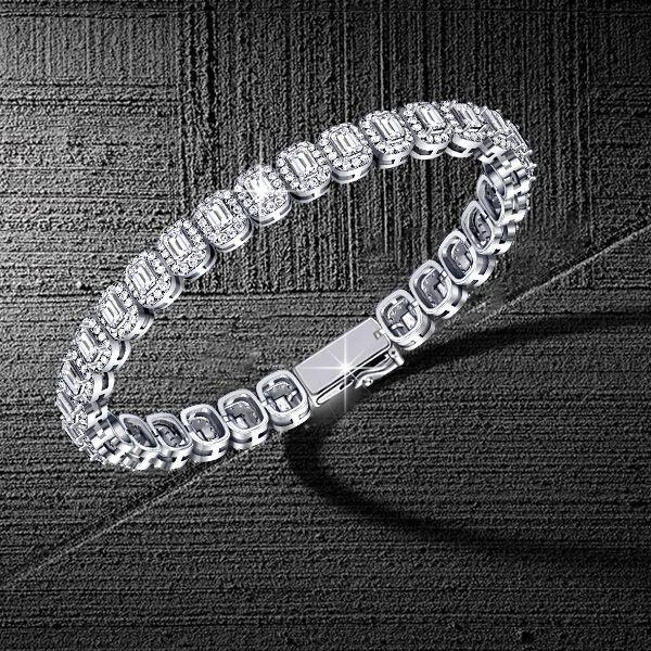 Halo Emerald Tennis Bracelet - Sterling Silver - 7.56 CT. TW