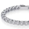 Halo Emerald Tennis Bracelet - Sterling Silver - 7.56 CT. TW