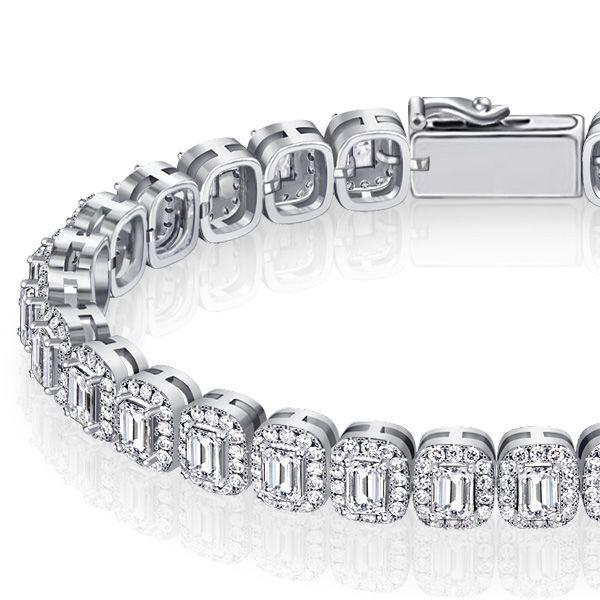 Halo Emerald Tennis Bracelet - Sterling Silver - 7.56 CT. TW