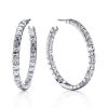 Asscher Cut Hoop Earrings for Women - Sterling Silver, 2 CT Diamond Equivalent