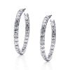 Asscher Cut Hoop Earrings for Women - Sterling Silver, 2 CT Diamond Equivalent
