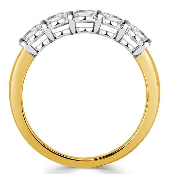 Two-Tone White Sapphire Wedding Band for Women - Sterling Silver & Yellow Gold