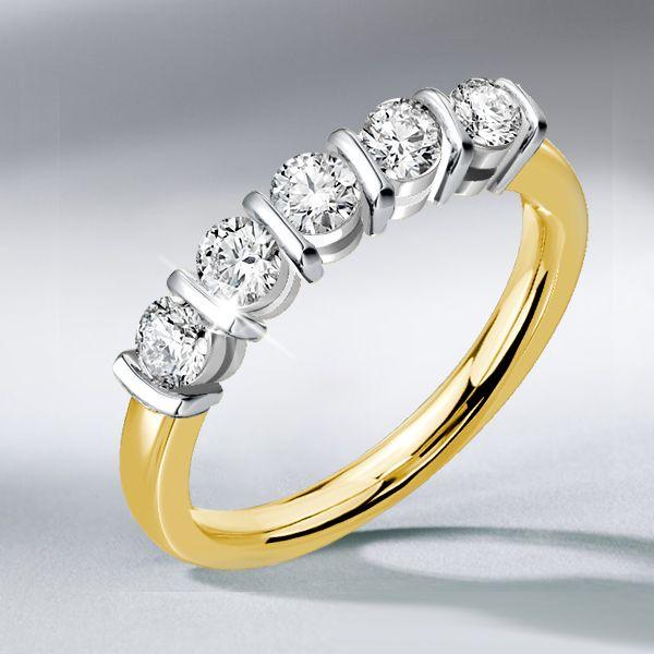 Two-Tone White Sapphire Wedding Band for Women - Sterling Silver & Yellow Gold