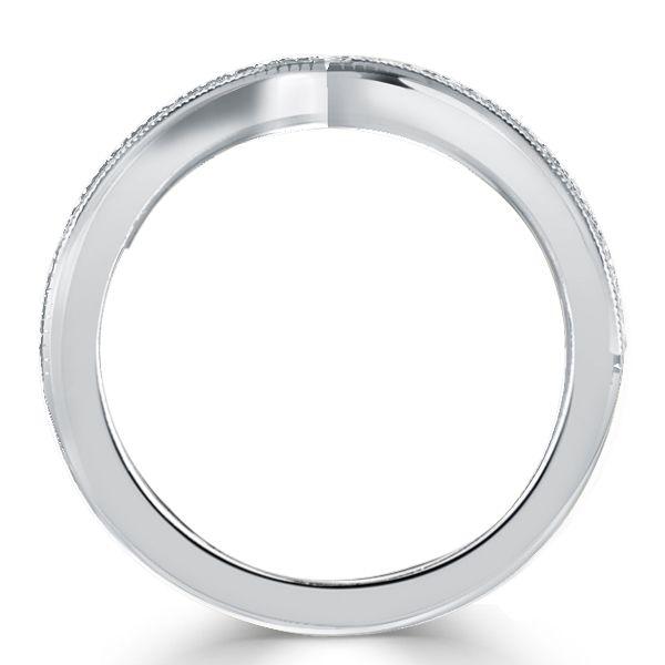 Blue Topaz Milgrain Double Row Half Eternity Wedding Band in Sterling Silver