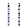 Blue Sapphire Baguette Hoop Earrings - Sterling Silver (7.2 CT)