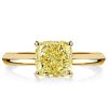 Cushion Cut Golden Yellow Topaz Solitaire Engagement Ring in 18K Gold Plated Sterling Silver