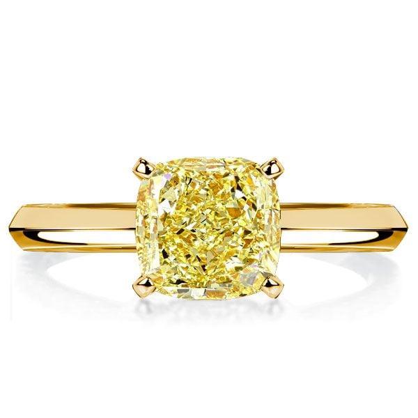 Cushion Cut Golden Yellow Topaz Solitaire Engagement Ring in 18K Gold Plated Sterling Silver