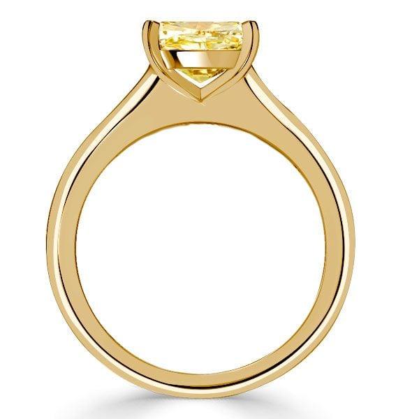 Cushion Cut Golden Yellow Topaz Solitaire Engagement Ring in 18K Gold Plated Sterling Silver