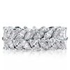 Double Row Marquise Cut Eternity Wedding Band in Rhodium Plated Sterling Silver