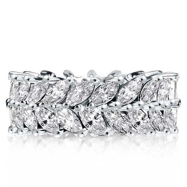 Double Row Marquise Cut Eternity Wedding Band in Rhodium Plated Sterling Silver