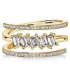 Emerald Cut Engagement Ring Spiral Design Stackable 18K Gold Plated Sterling Silver