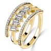 Emerald Cut Engagement Ring Spiral Design Stackable 18K Gold Plated Sterling Silver
