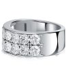 Two Row Round Cut Cubic Zirconia Half Eternity Wedding Band in Sterling Silver