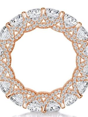 Rose Gold Eternity Cross Prong Wedding Band 9.20 CT. TW. Sterling Silver