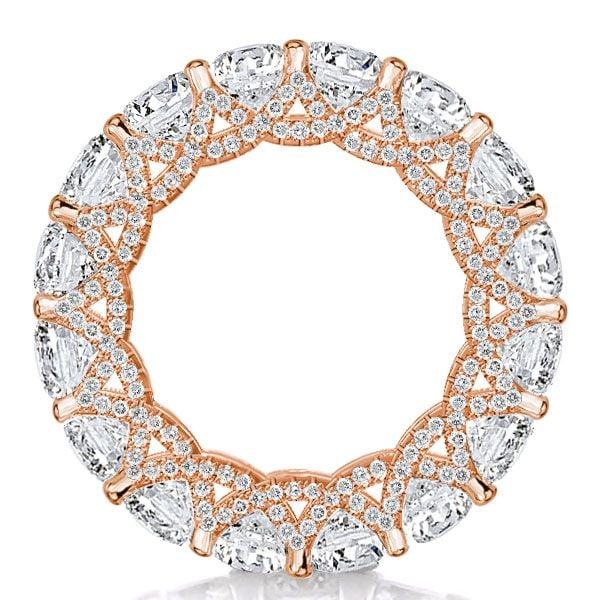 Rose Gold Eternity Cross Prong Wedding Band 9.20 CT. TW. Sterling Silver