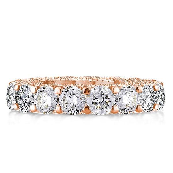 Rose Gold Eternity Cross Prong Wedding Band 9.20 CT. TW. Sterling Silver