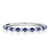 Sterling Silver Alternating White and Blue Sapphire Bezel Wedding Band (0.32 CT. TW.)