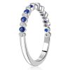 Sterling Silver Alternating White and Blue Sapphire Bezel Wedding Band (0.32 CT. TW.)