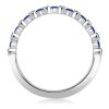 Sterling Silver Alternating White and Blue Sapphire Bezel Wedding Band (0.32 CT. TW.)