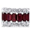 Emerald & Garnet Wedding Band - 925 Sterling Silver Half Eternity Ring