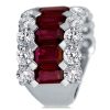 Emerald & Garnet Wedding Band - 925 Sterling Silver Half Eternity Ring