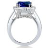 Emerald Cut Blue Sapphire Halo Ring in Sterling Silver