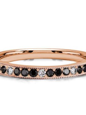 Rose Gold & Black Sapphire Wedding Band for Women - 0.35 Carat TW Sterling Silver
