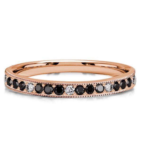 Rose Gold & Black Sapphire Wedding Band for Women - 0.35 Carat TW Sterling Silver