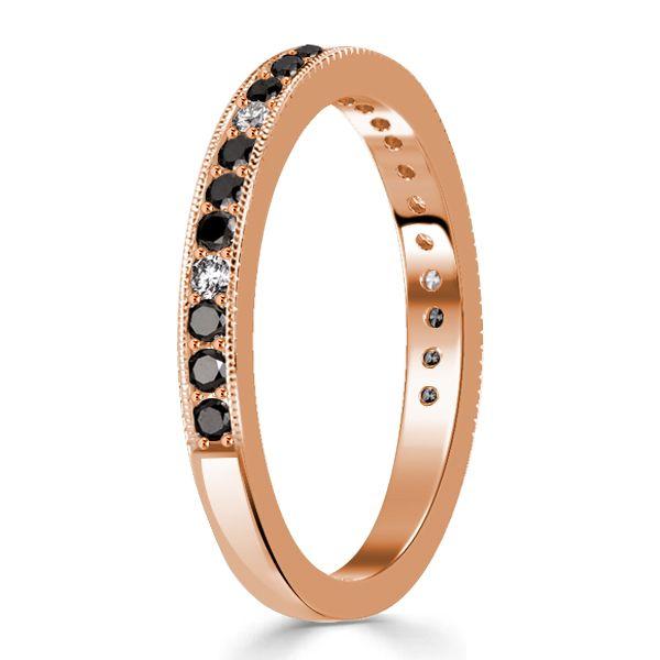 Rose Gold & Black Sapphire Wedding Band for Women - 0.35 Carat TW Sterling Silver