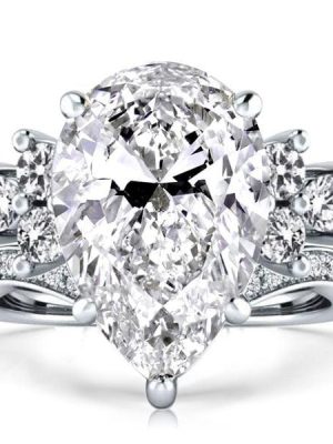 7.83 CT. TW. Six Stone Solitaire Bridal Set in Rhodium-Plated Sterling Silver