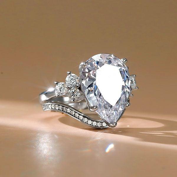 7.83 CT. TW. Six Stone Solitaire Bridal Set in Rhodium-Plated Sterling Silver