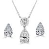 White Sapphire Pear Cut Necklace & Earrings Set - Sterling Silver
