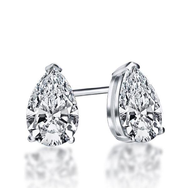 White Sapphire Pear Cut Necklace & Earrings Set - Sterling Silver