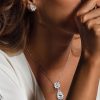 White Sapphire Pear Cut Necklace & Earrings Set - Sterling Silver