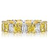 Two Tone Radiant Cut Yellow and White Sapphire Stackable Band Set in Sterling Silver