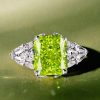 Peridot Engagement Ring for Women - Radiant Cut 925 Sterling Silver