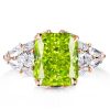 Peridot Engagement Ring for Women - Radiant Cut 925 Sterling Silver