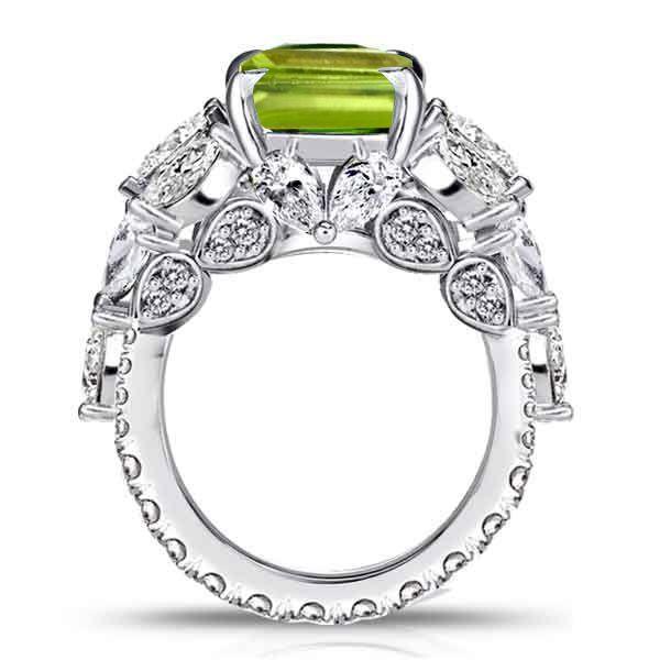 Peridot Engagement Ring for Women - Radiant Cut 925 Sterling Silver
